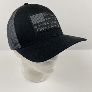 Columbia PHG Hunting Trucker Hat L/XL Black Flex Fit Deer Dog Duck American Flag